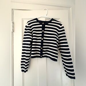 J.Crew Factory Cotton Striped Lady Cardigan, size medium EUC